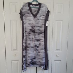 Halston v neck maxi grey dress s/m